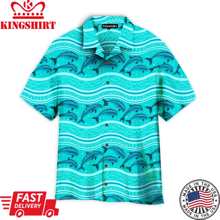 A Flock Of Dolphins In The Sea Pattern Trendy Hawaiian Shirt