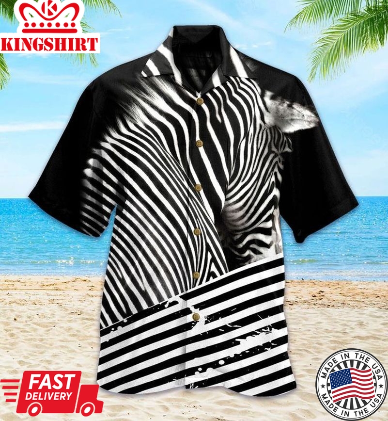 A Zebra Black Trendy Hawaiian Shirt 3D