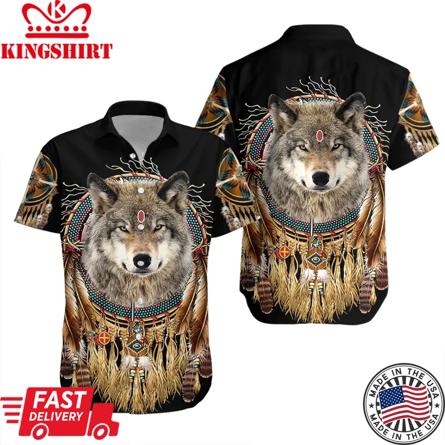 Aborigine Style Wolf Trendy Hawaiian Shirt