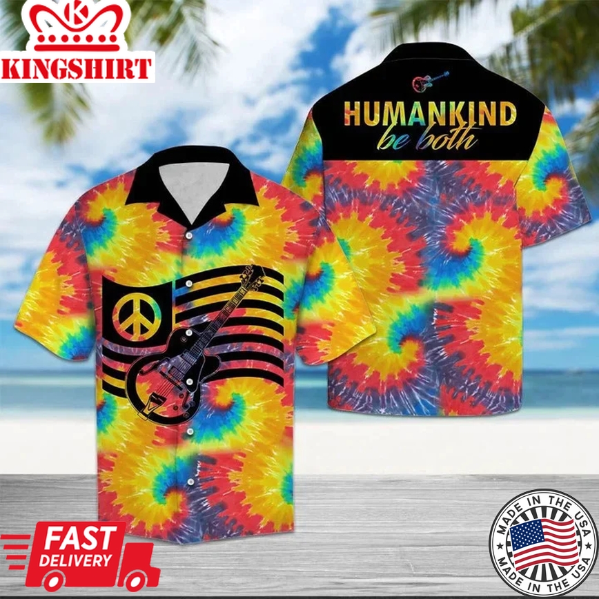 Abstract Guitar Humankind Be Both Tie Dye Pattern Trendy Hawaiian Shirt