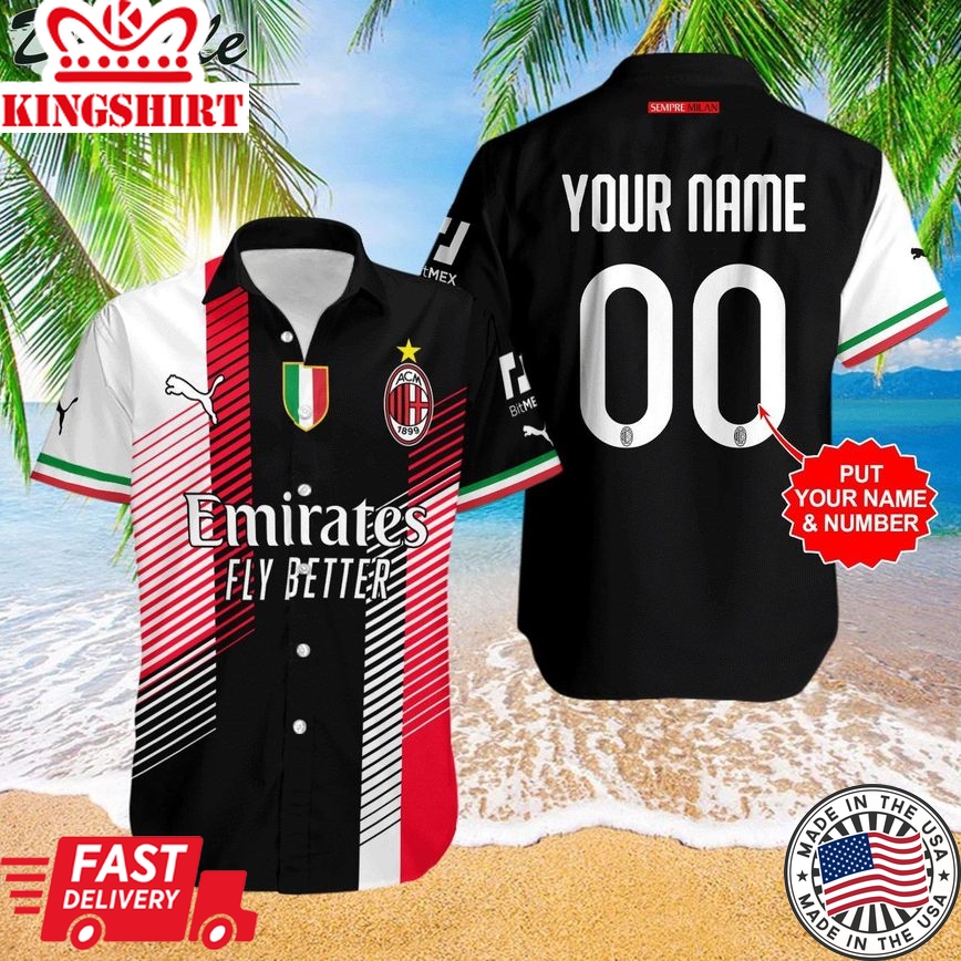 Ac Milan Custom Name Number Trendy Hawaiian Shirt V2 Aloha Shirt