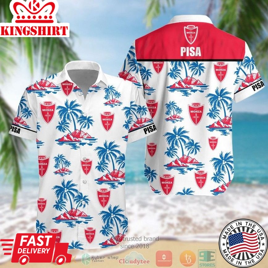 Ac Monza Coconut Tree White Red Trendy Hawaiian Shirt Aloha Shirt