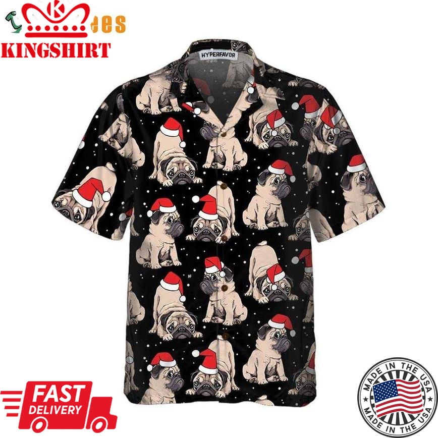 Adorable Christmas Pug Puppies, Xmas Trendy Hawaiian Shirts Perfect Gifts For Your Loved Ones