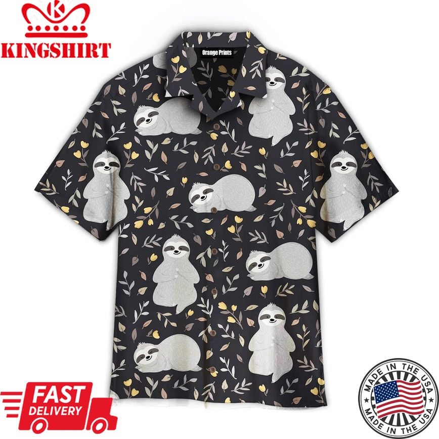 Adorable Sloths Sleeping In The Forest Trendy Hawaiian Shirt