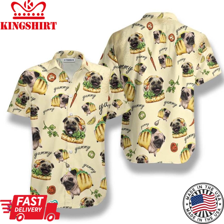 Adorable Taco Pugs Shirt For Men Hawaiian Shirt