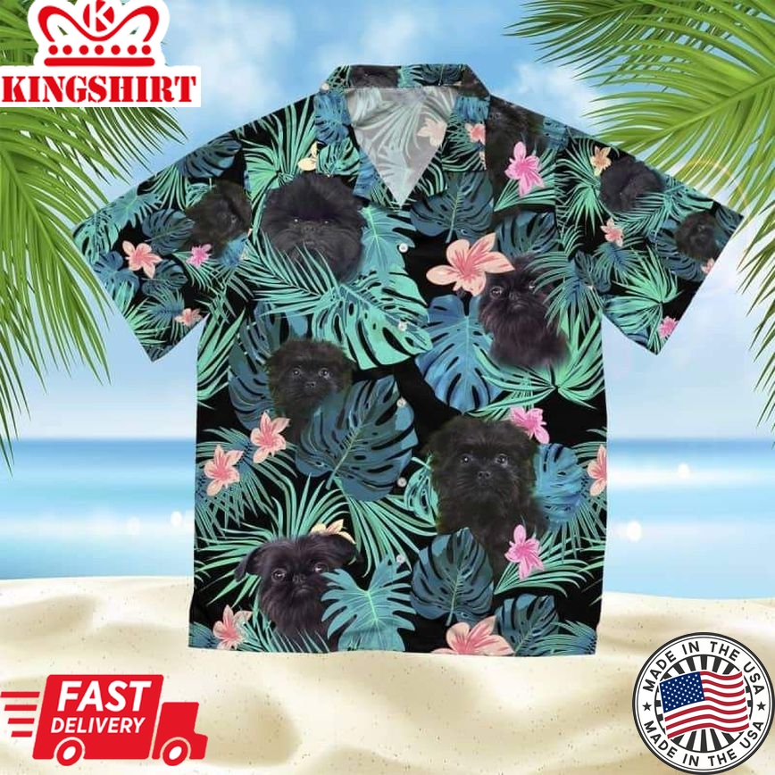 Affenpinscher Trendy Hawaiian Shirt, Dog Summer Leaves Trendy Hawaiian Shirt, Unisex Print Aloha Short Sleeve Casual Shirt Summer Gifts