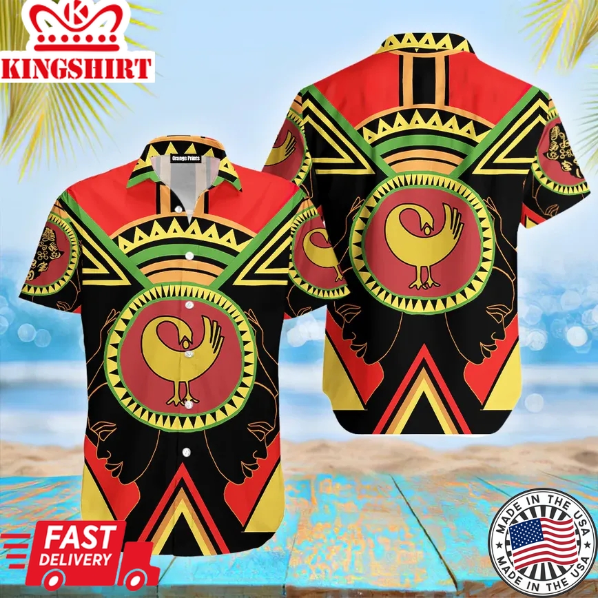 African Adinkra Sankofa Black Trendy Hawaiian Shirt