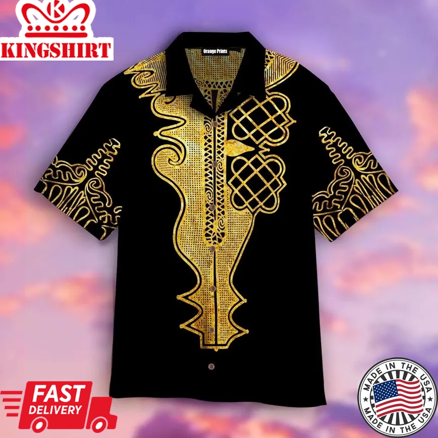 African Golden Dashiki Trendy Hawaiian Shirt