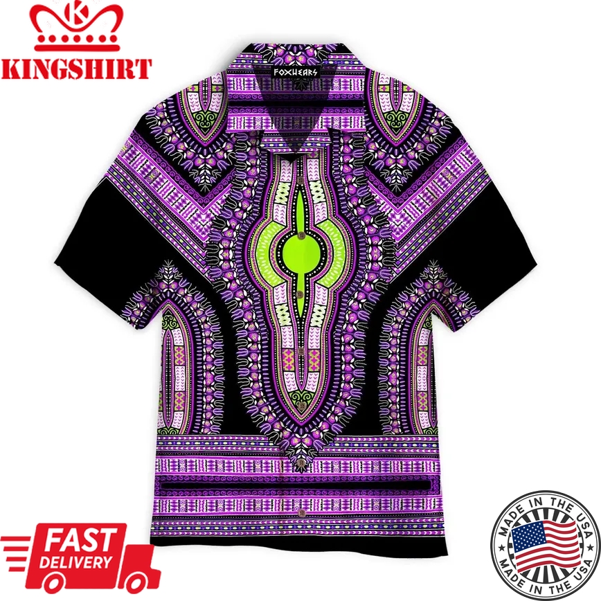 African Purple Dashiki Aloha Trendy Hawaiian Shirts