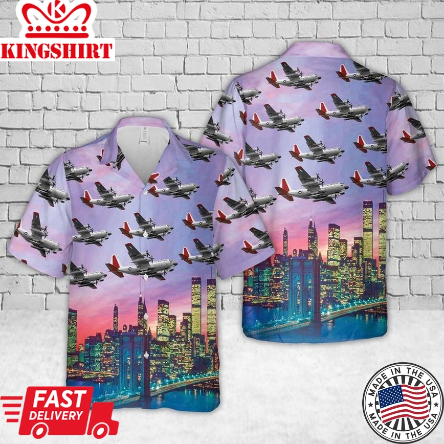 Air Force Lockheed Lc-130 New York Air National Guard Trendy Hawaiian Shirt