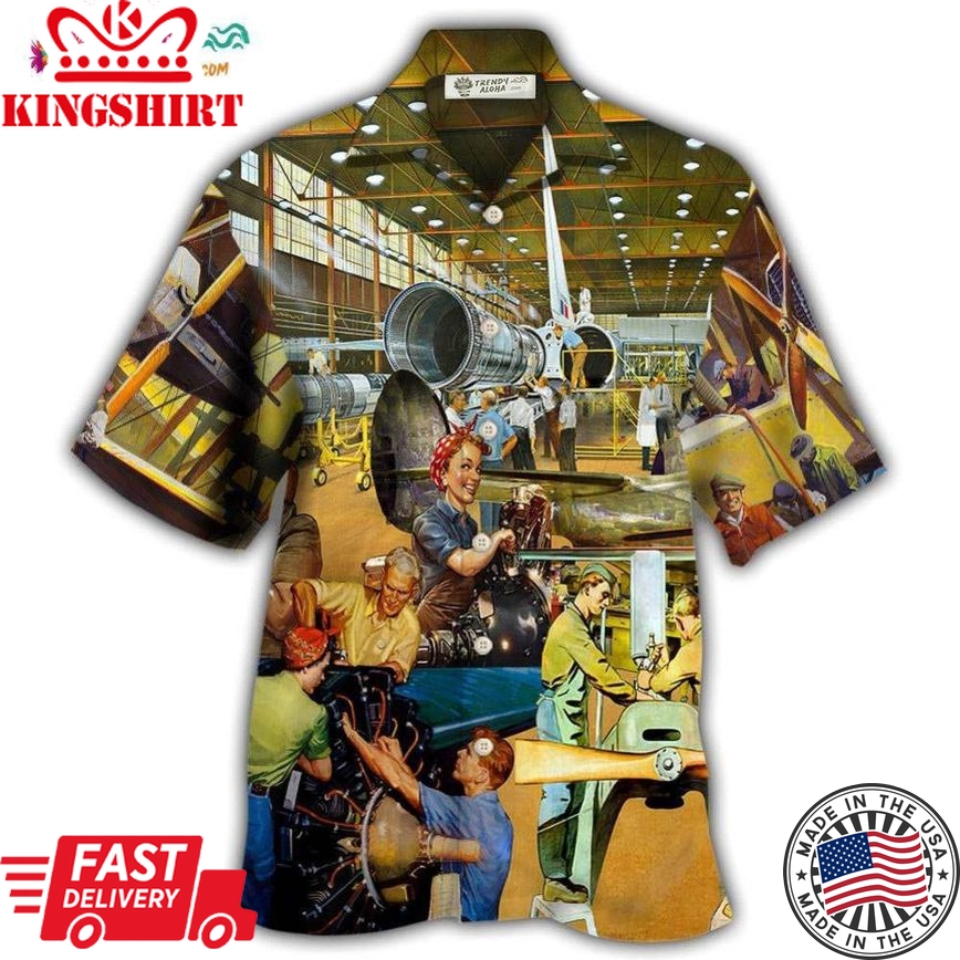 Aircraft Mechanic Style Hawaiian Shirt