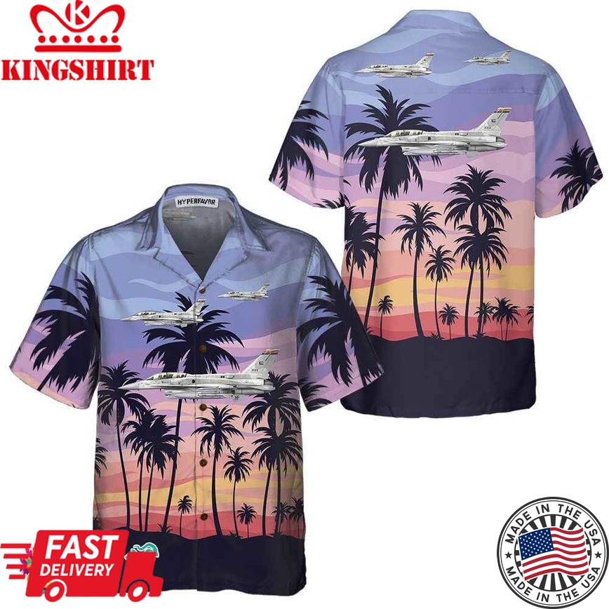 Aircraft On Sunset Hawaiian Shirt, Aircraft Hawaiian Shirt For Men And Women, Tropical Aircraft Shirt