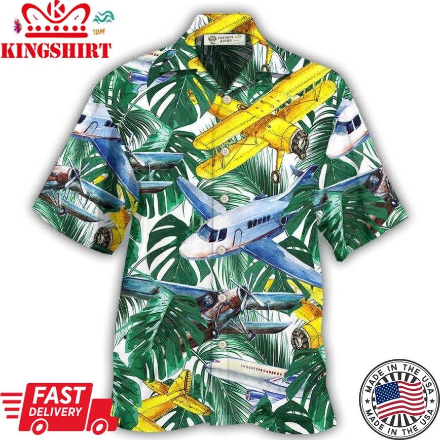 Airplane Tropical Leaf Wish Right Now Hawaiian Shirt