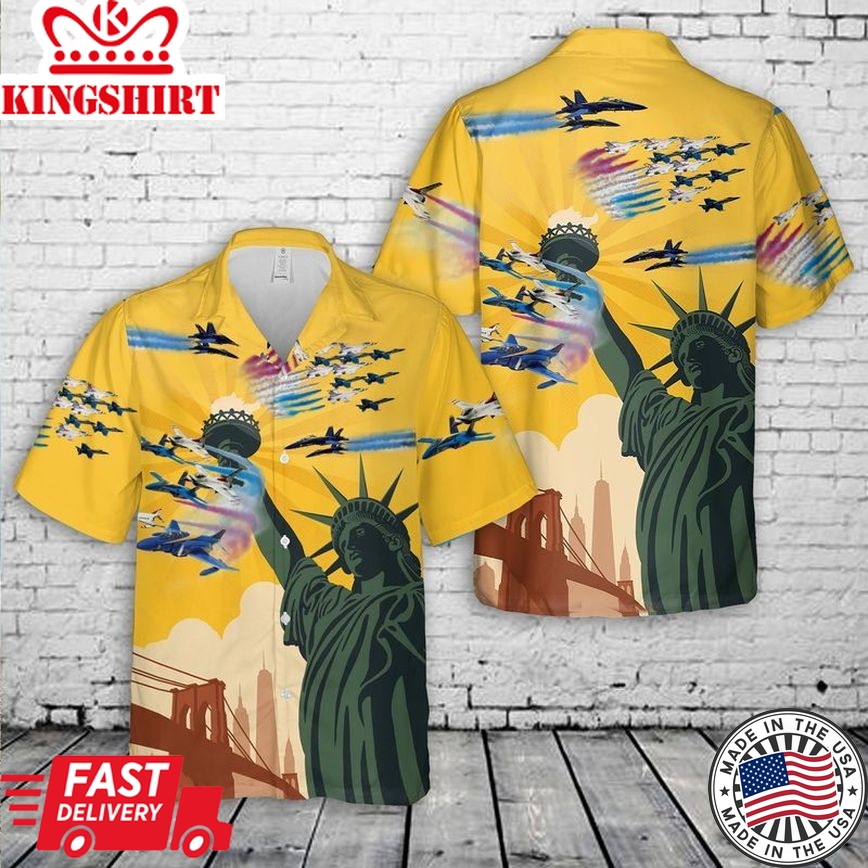 Airshow Blue Angels And Thunderbirds 4Th Of July Trendy Hawaiian Shirt, Patriotic Trendy Hawaiian Shirt For Men