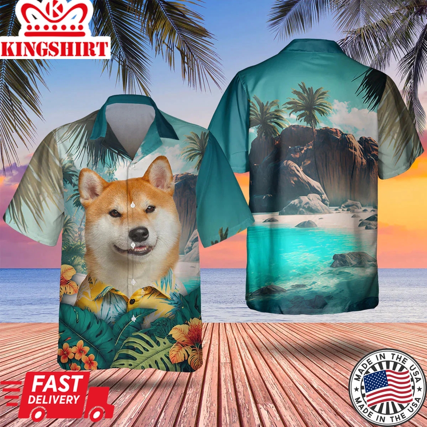 Akita Inu 3D All Over Printed Trendy Hawaiian Shirt For Men, Dog Trendy Hawaiian Shirt, Men's Hawaii Shirt, Summer Gifts For Dog Lover