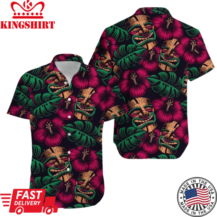 Aku Aku Mascaras Tiki Mask Aloha Trendy Hawaiian Shirt