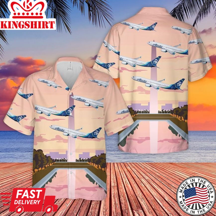 Alaska Airlines Boeing 737-990Er Trendy Hawaiian Shirt, Hawaii Shirt For Men, Gift For Him