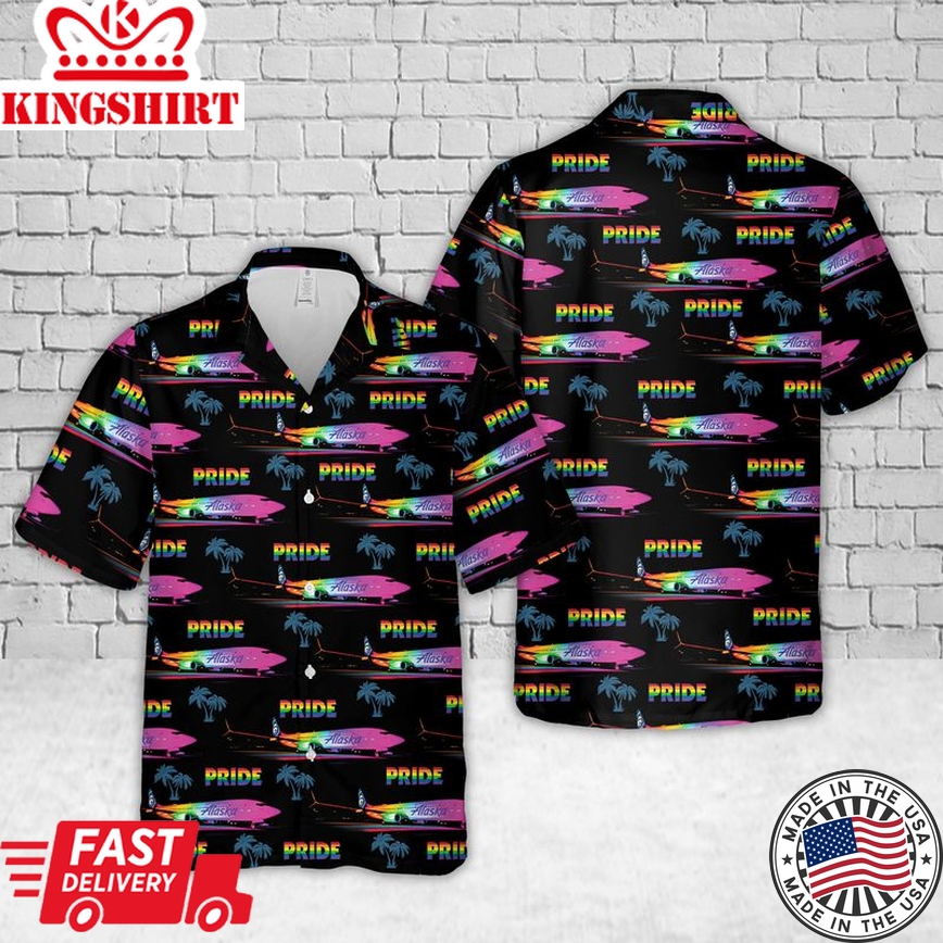 Alaska Fly With Pride Hawaiian Shirt For Gaymer, Lesbian Hawaiian 3D Shirt