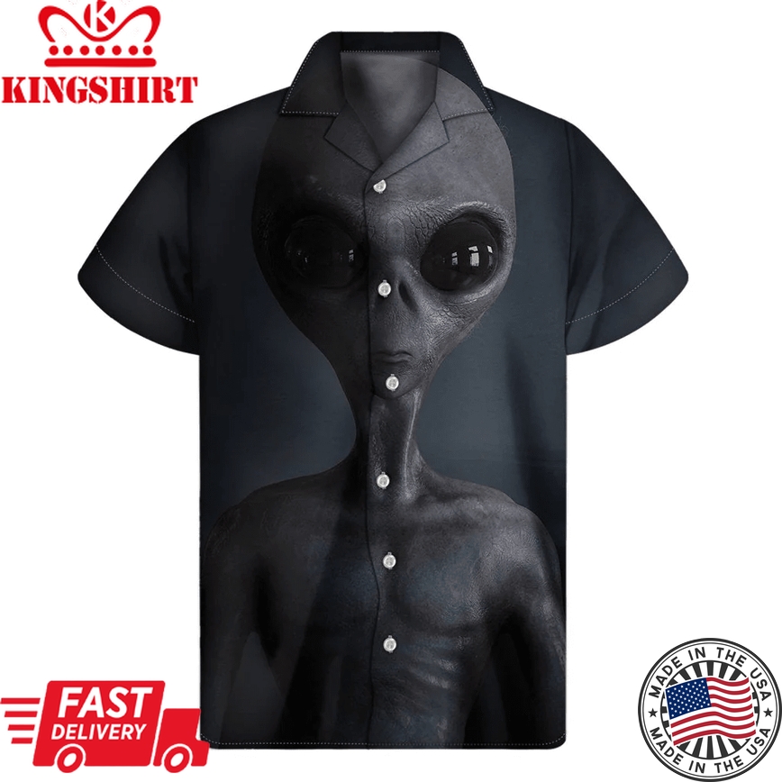 Alien Hawaii Shirt Scary Grey Alien 3D Hawaiian Aloha Shirt Adult Full Print