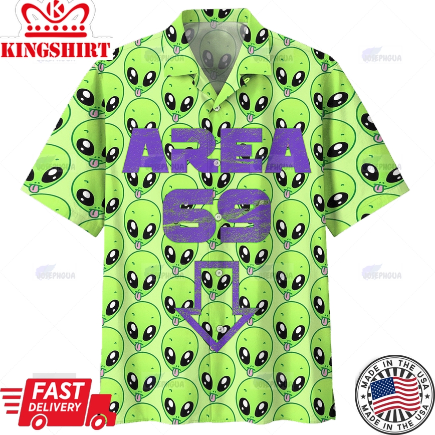 Alien Hawaiian Shirt Area 69 Cute Green Alien Pattern Hawaii Shirt Alien Aloha Shirt