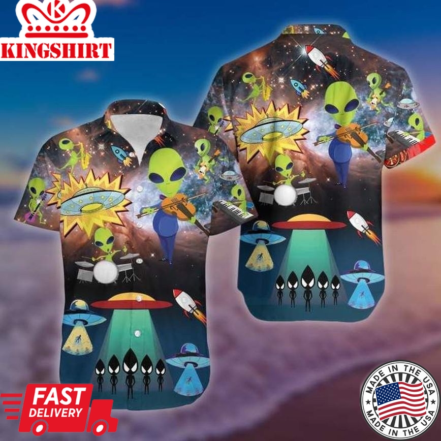 Aliens With Music Trendy Hawaiian Shirt