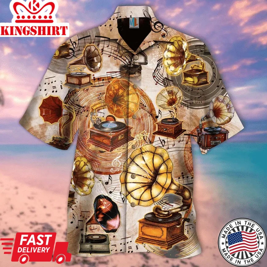 All About Gramophone Vinyl Records Trendy Hawaiian Shirt