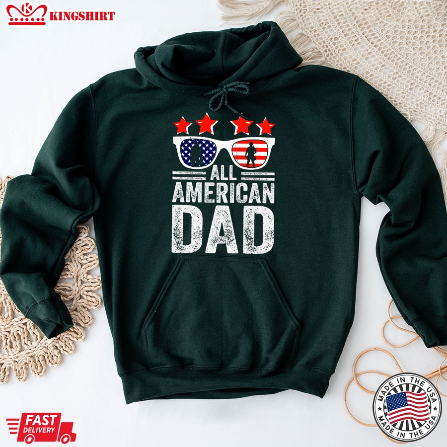 All American Dad American Flag Glasses Father's Day Hoodie