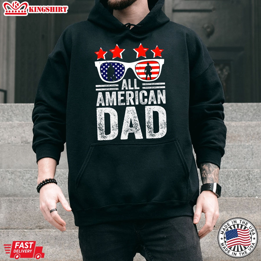 All American Dad American Flag Glasses Father's Day Hoodie