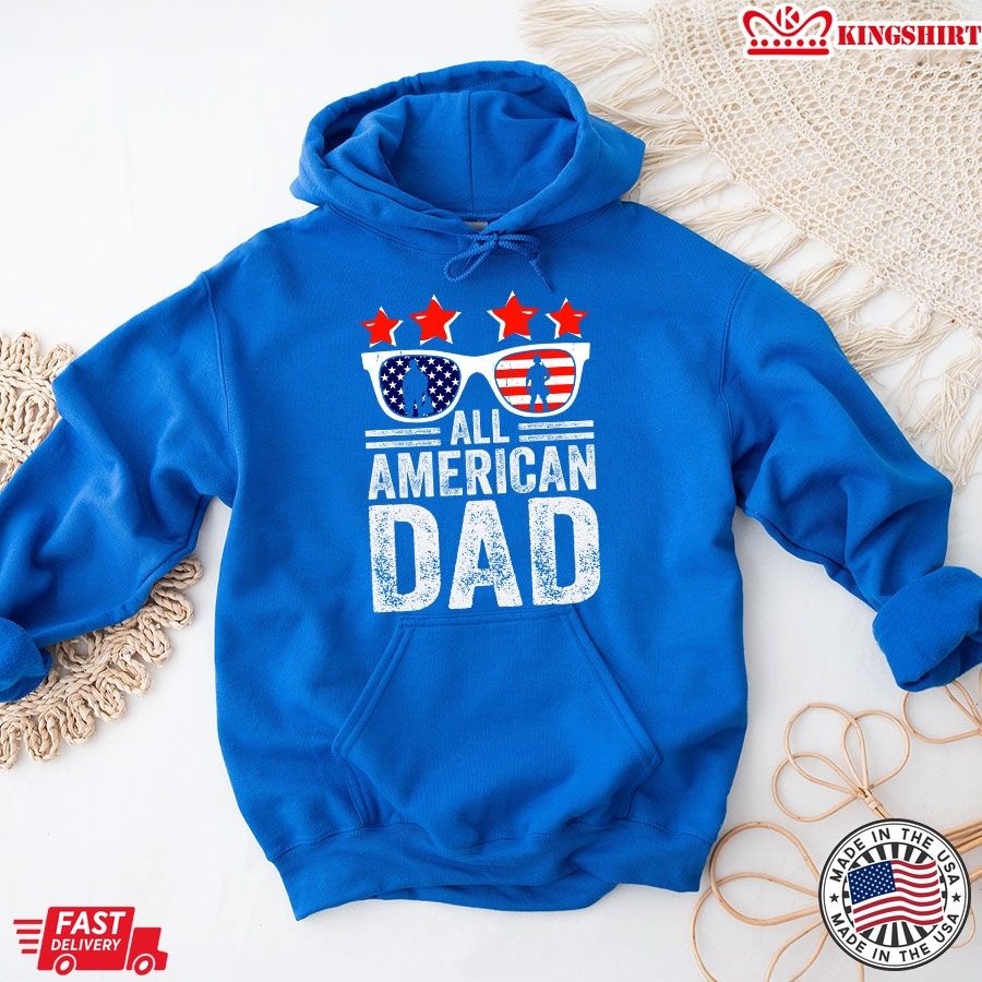 All American Dad American Flag Glasses Father's Day Hoodie