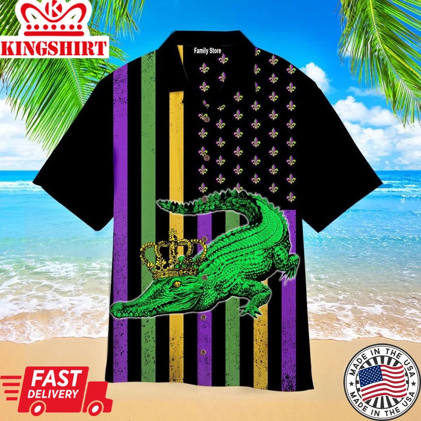 Alligator Mardi Gras Aloha Hawaiian Shirts