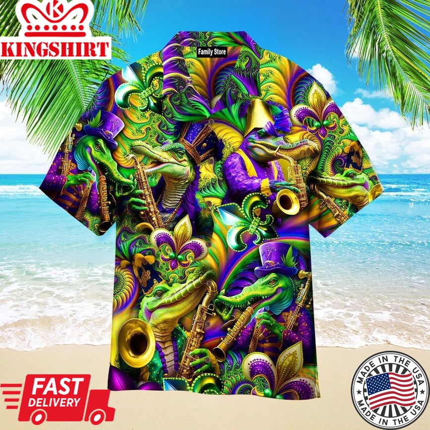 Alligators Mardi Gras Carnival Party Hawaiian Shirts