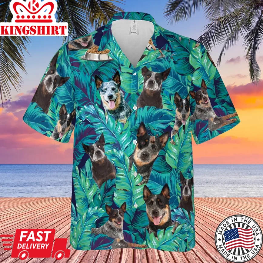 Alluring Gift For Australian Cattle Dog Lovers Summer Beach Palm Tree Pattern Trendy Hawaiian Shirt