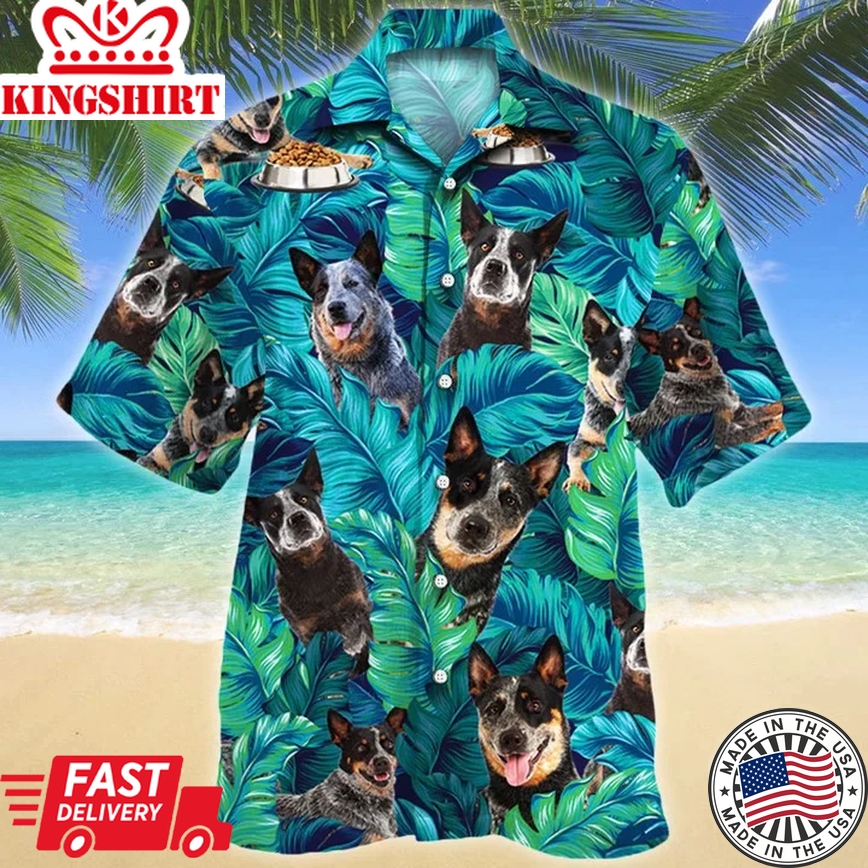 Alluring Gift For Australian Cattle Dog Lovers Summer Beach Palm Tree Pattern Trendy Hawaiian Shirt