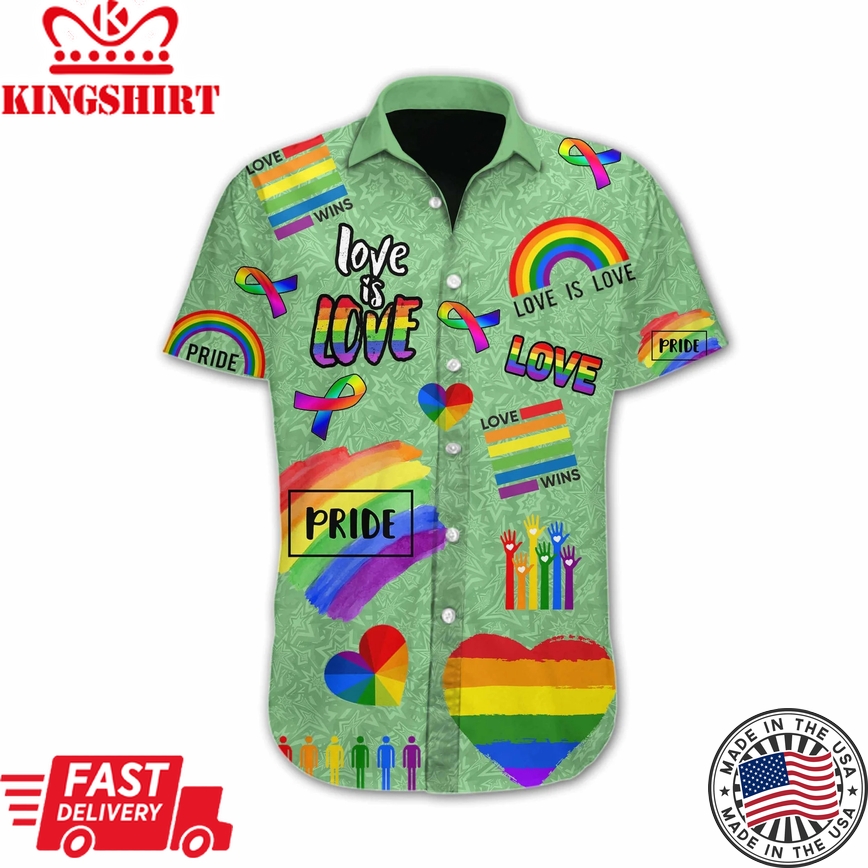 Ally 3D T Shirt, Lgbt Love Is Love Pride Design Hawaiian Shirt Support Lgbt