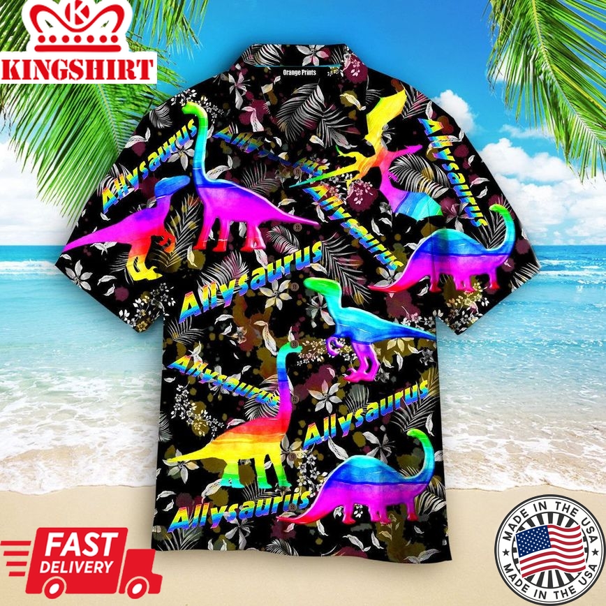 Allysaurus Pride Lgbt Ally Dinosaur Aloha Hawaiian Shirts For Men & For Women |