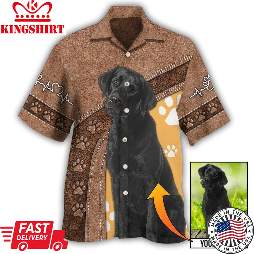 Aloha Pet Prints: Custom Photo Hawaiian Shirt with Dog Paw Design