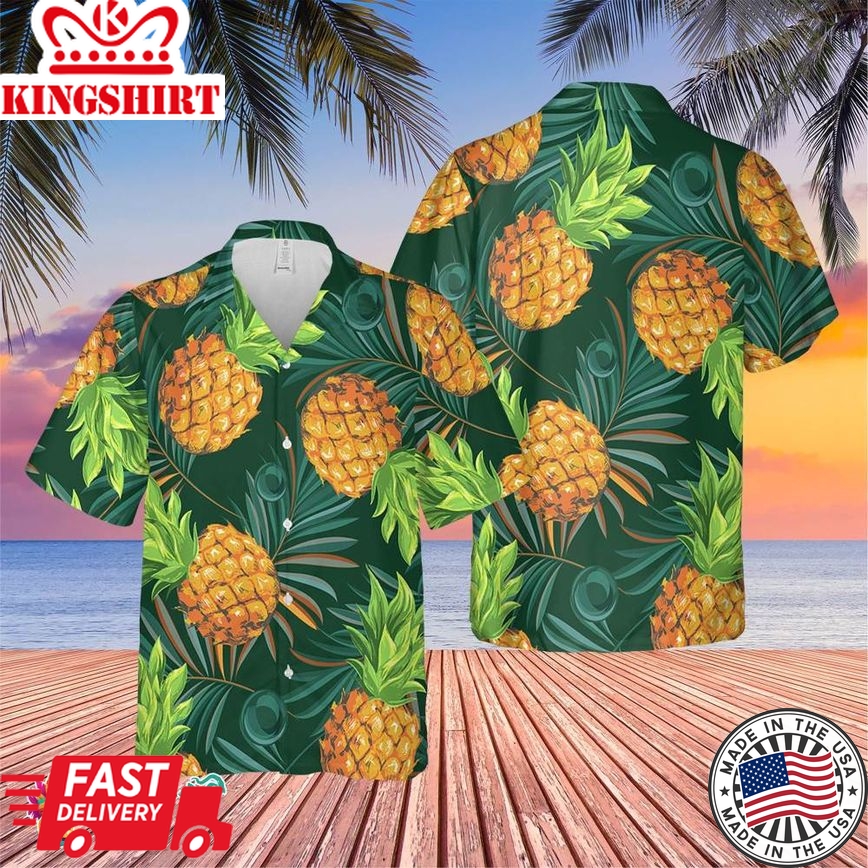 Aloha Pineapples Palm Trending Hawaiian Shirt, Summer Vacation Hawaiian Shirt