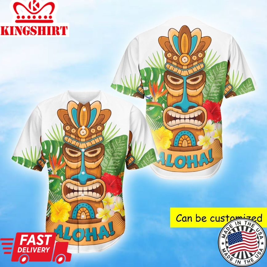 Aloha Tiki Baseball Tee Jersey Shirt Unisex Trendy Hawaiian Shirts