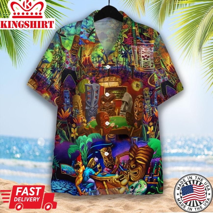 Aloha Tiki Playing Card Trendy Hawaiian Shirt