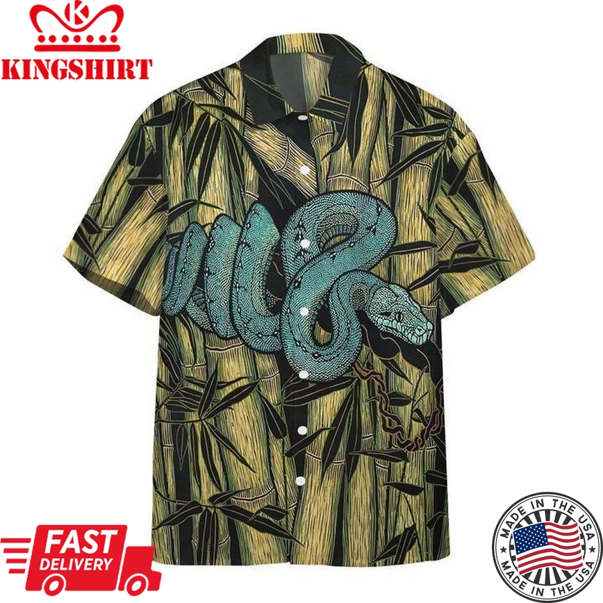 Alohazing Green Snake Trendy Hawaiian Shirt Summer Gifts