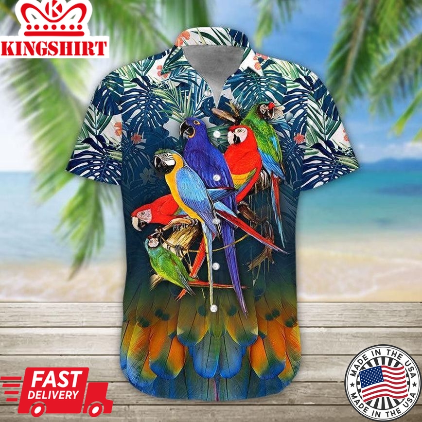 Amazing Birds Parrots Trendy Hawaiian Shirt, Parrot Lover Trendy Hawaiian Shirt For