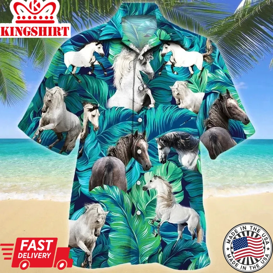 Amazing Gift For Andalusian Horse Lovers Summer Beach Palm Tree Pattern Trendy Hawaiian Shirt