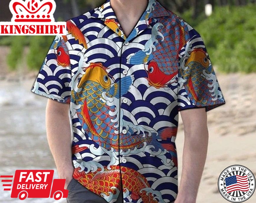 Amazing Koi Fish 3D All Over Printed Trendy Hawaiian Shirt, Beach Party Matching Shirt For Men/Women, Funny Trendy Hawaiian Shirt, Best Gifts For Men.