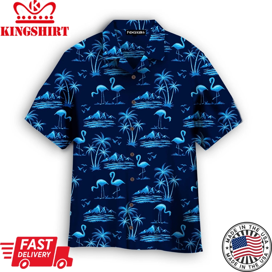 Amazing Neon Blue Tropical Island Trendy Hawaiian Shirt