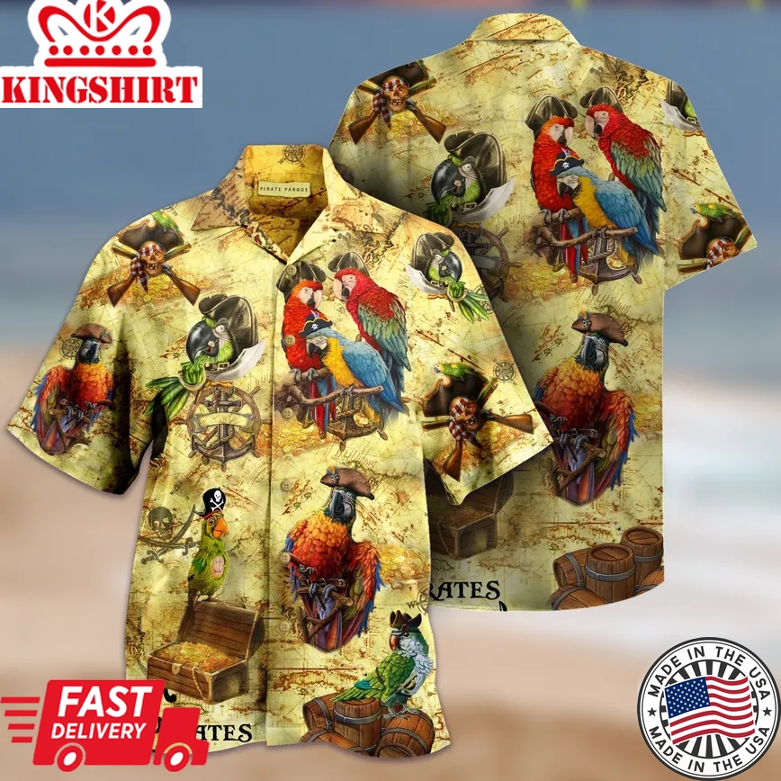 Amazing Pirate Parrots Trendy Hawaiian Shirt