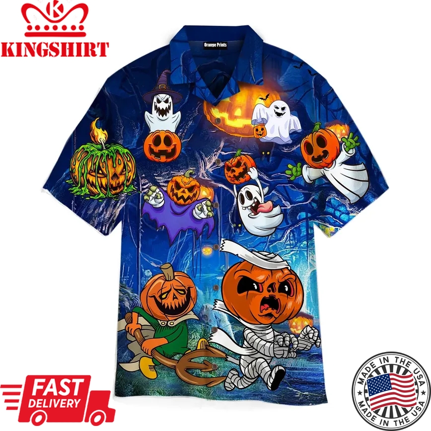 Amazing Pumpkin And Ghost Halloween Trendy Hawaiian Shirt