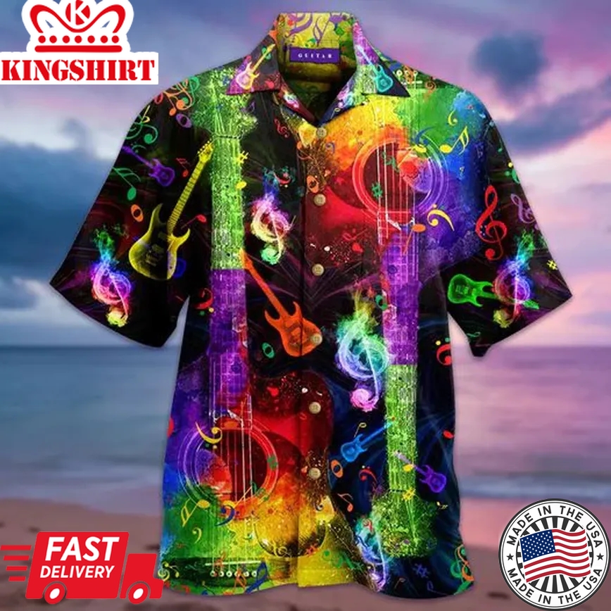 Amazing Rainbow Guitar Trendy Hawaiian Shirt