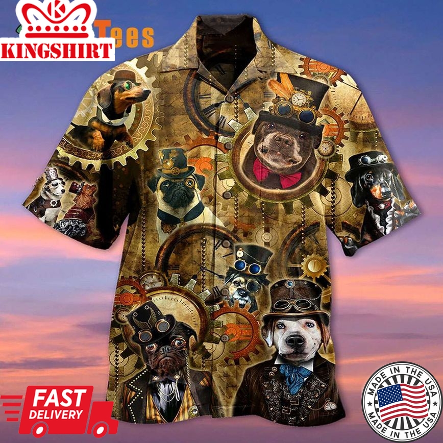 Amazing Steampunk Dog Trendy Hawaiian Shirts Vintage, Dog Trendy Hawaiian Shirt Perfect Gifts For Your Loved Ones