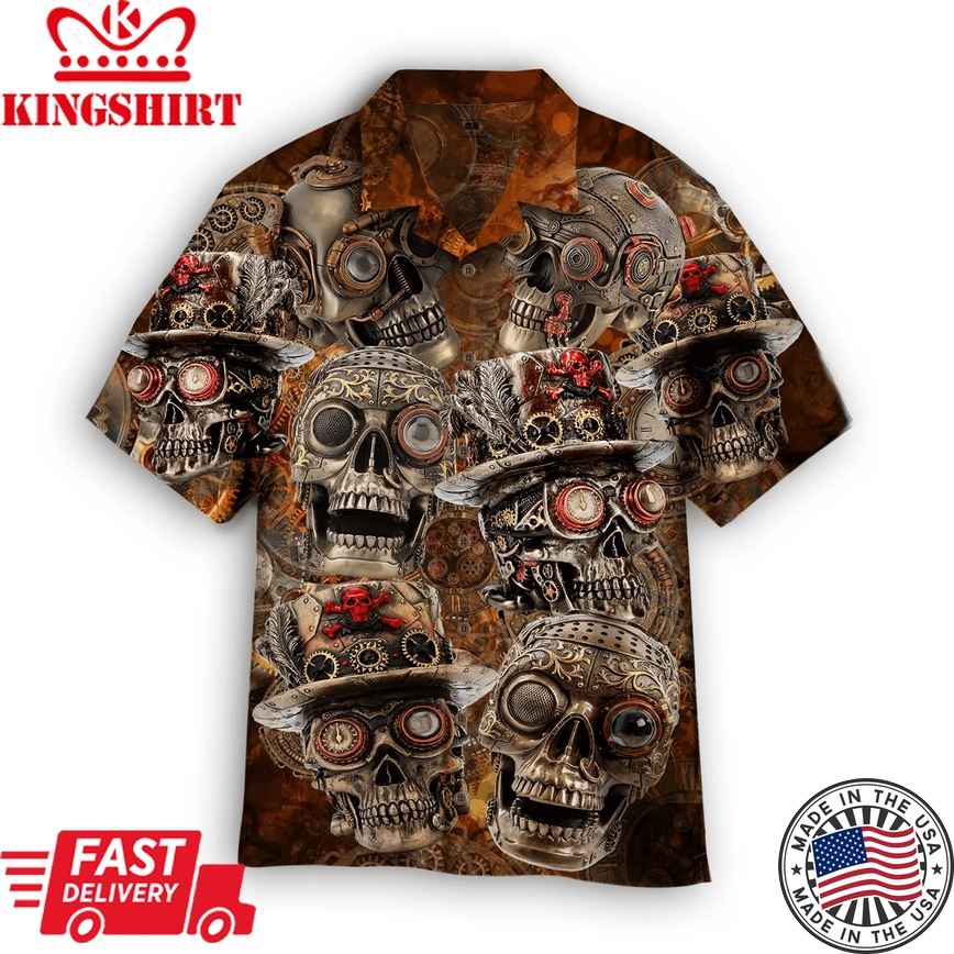 Amazing Steampunk Skull Trendy Hawaiian Shirt