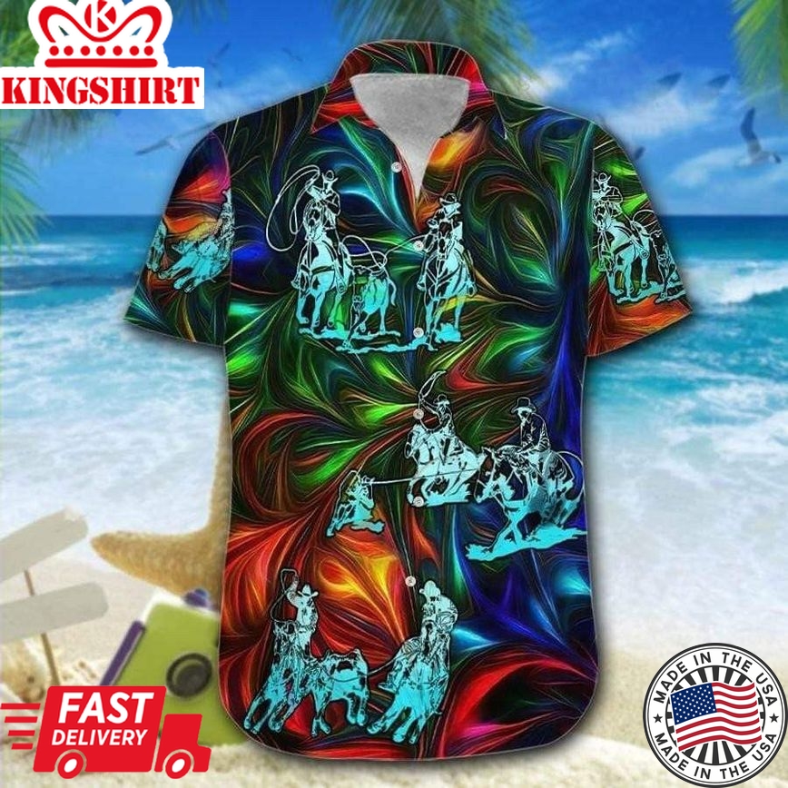 Amazing Team Roping Neon Trendy Hawaiian Shirt